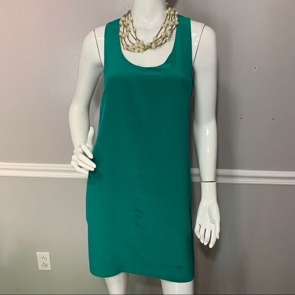 J. Crew Emerald Green silk twist tie back dress-4‎ - Picture 6 of 13
